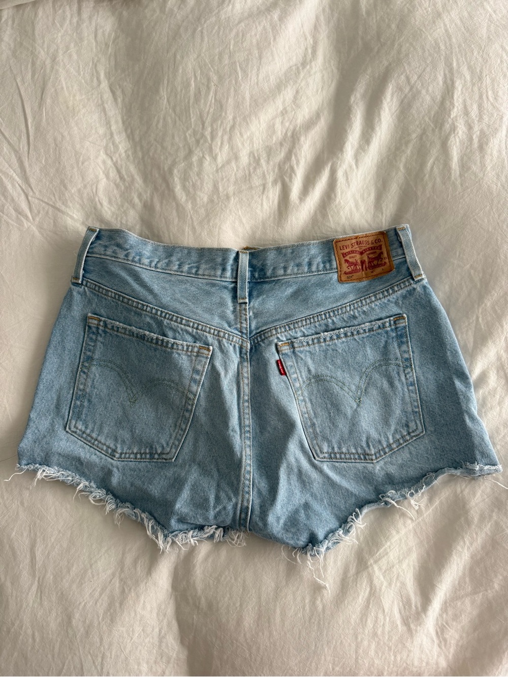 Levi Light Blue Distressed Denim Shorts - Picture 3 of 4